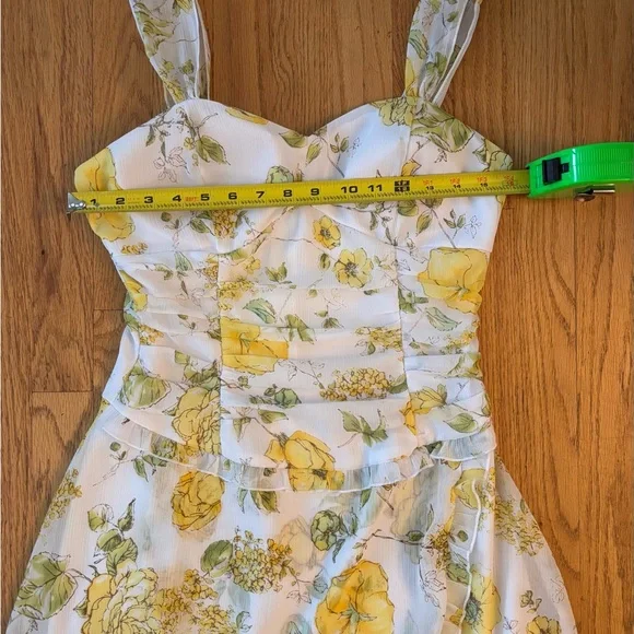 Y2K Ruby Rox romantic cottage fairy Floral Yellow Dress size 9 - Picture 11 of 13
